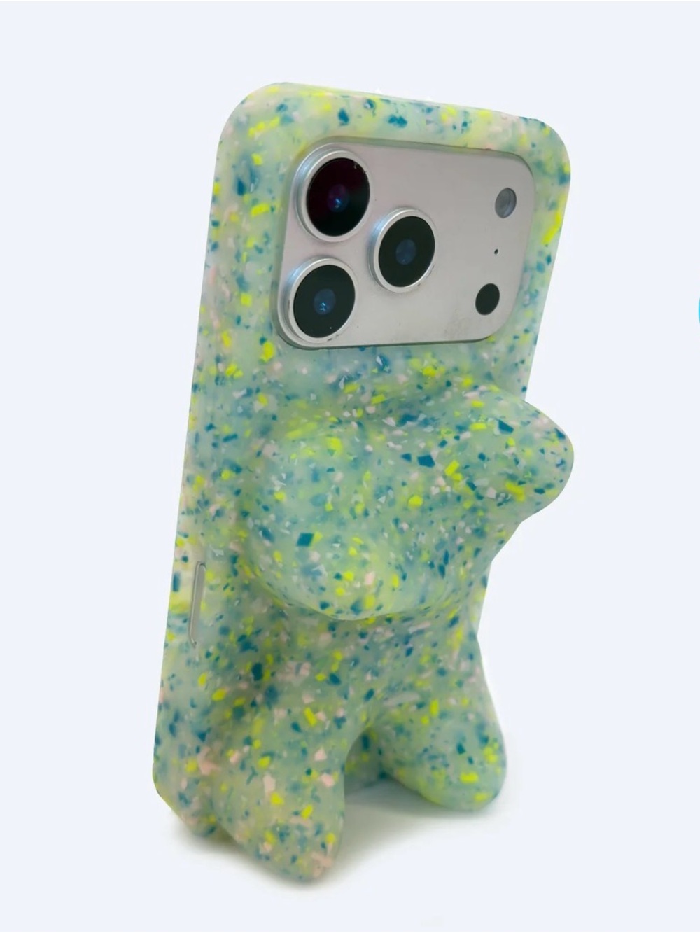 Phone Case Plush Doll Stand - Green Speckled Silicone Case
iPhone pro Max